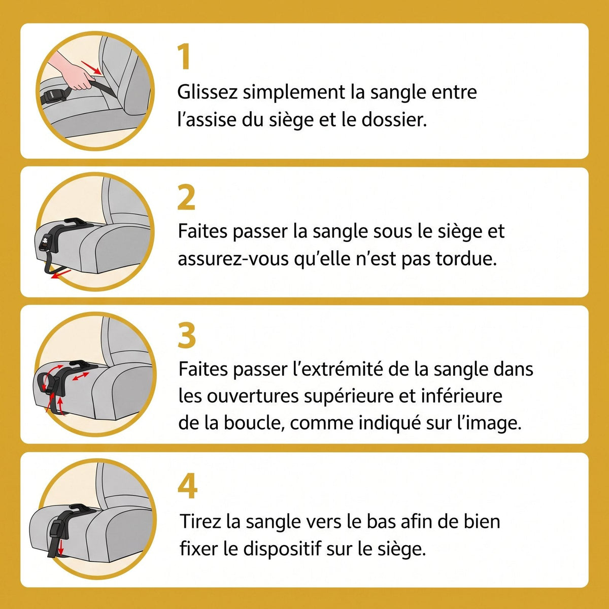Installation de hezaro en quatre étapes sur le siège